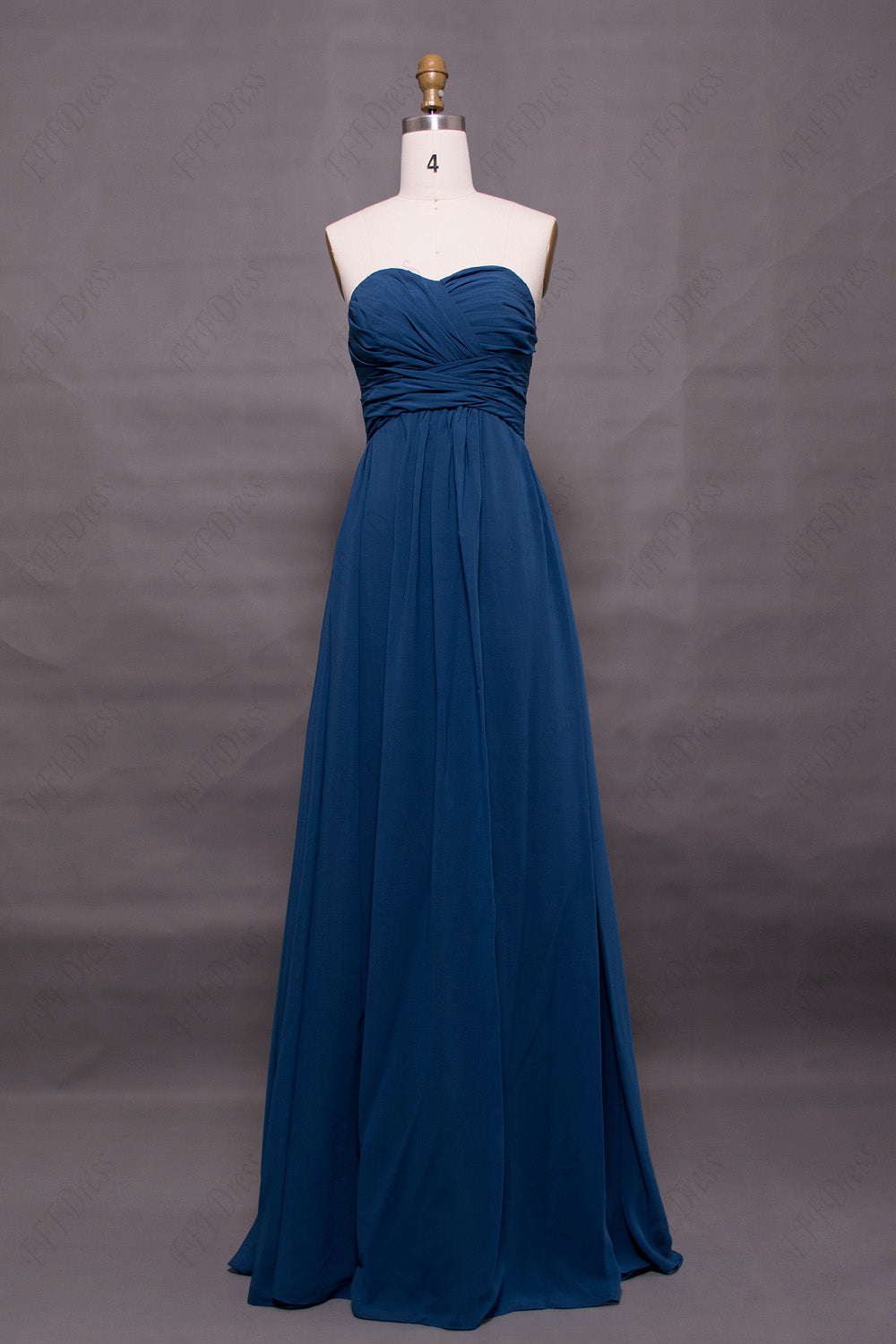 Sweetheart indigo blue bridesmaid dresses long