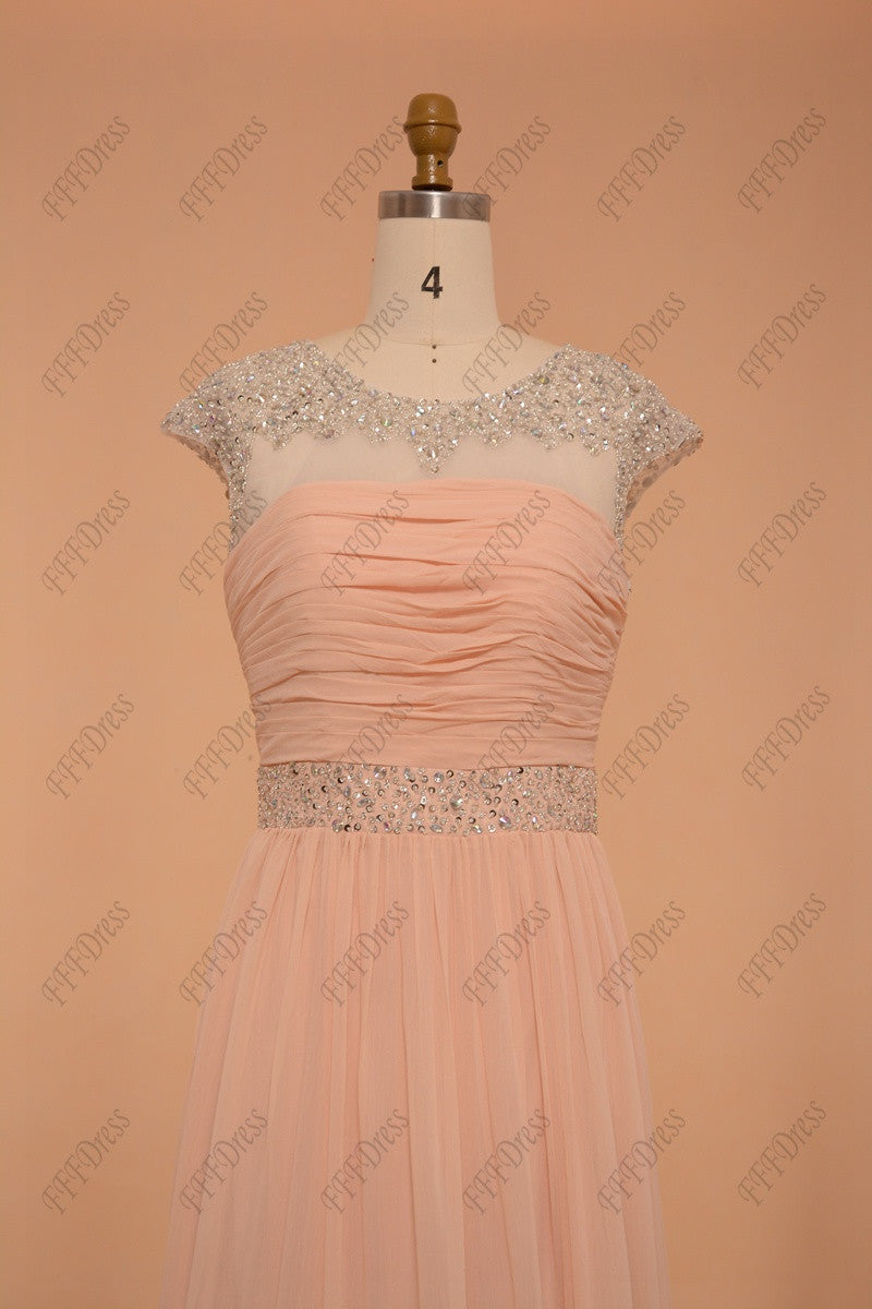 Sparkly peach bridesmaid dresses maid of honor dress