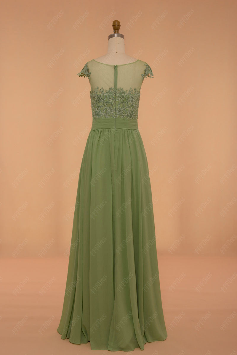 Sage green bridesmaid dress lace modest bridesmaid gown