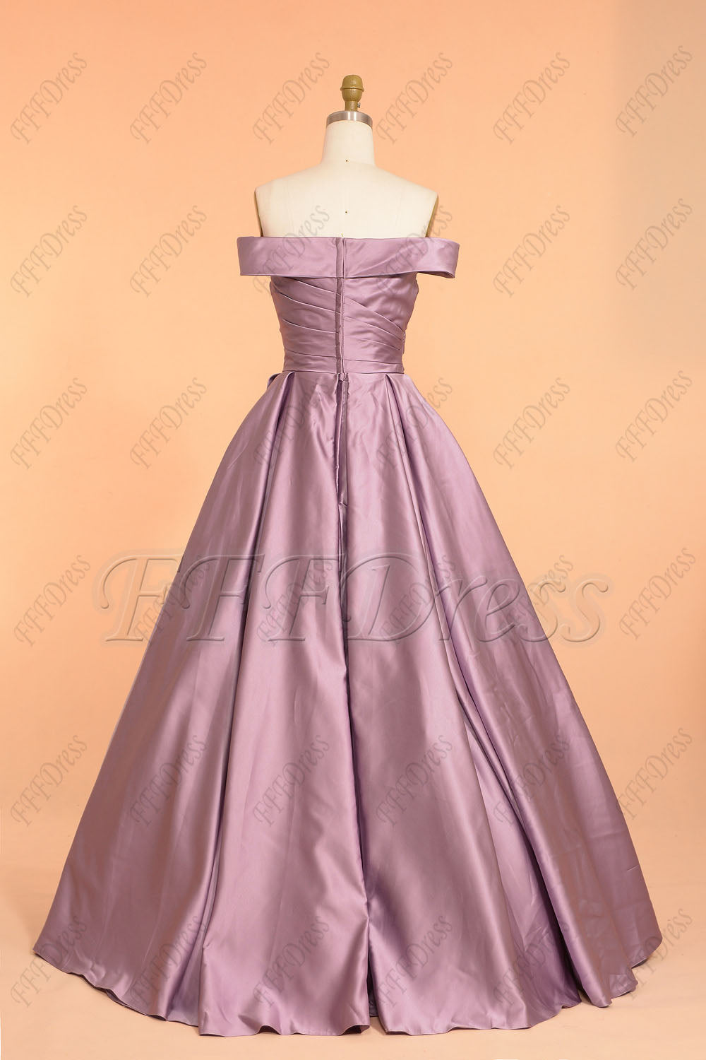 Dusty lavender off the shoulder vintage long prom dresses ballgown