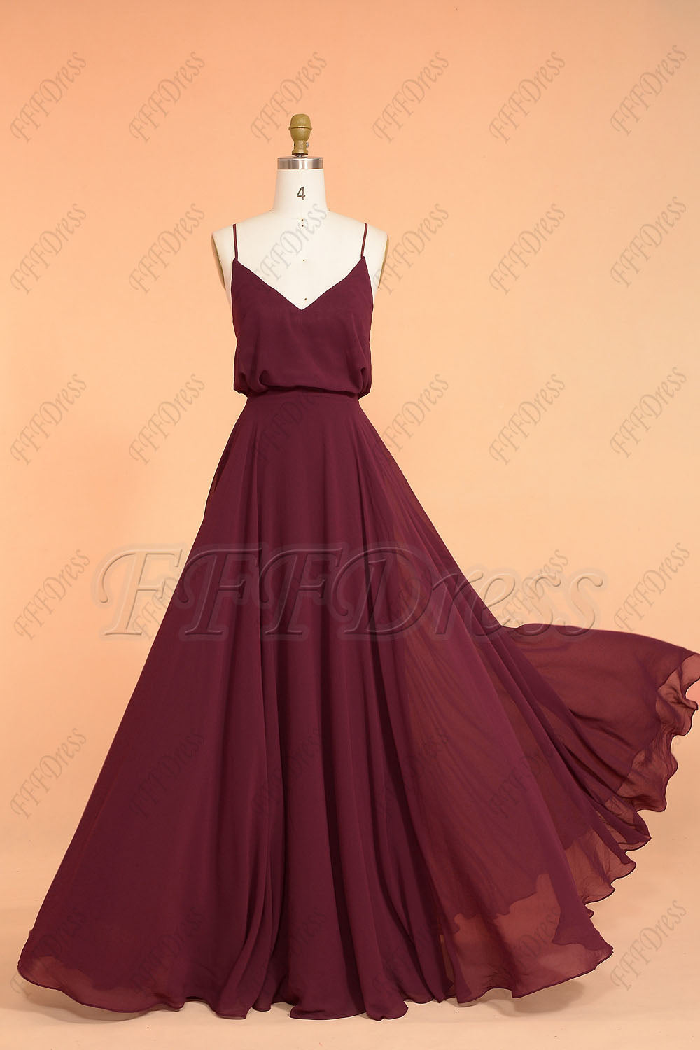 Popover boho spaghetti straps burgundy bridesmaid dresses