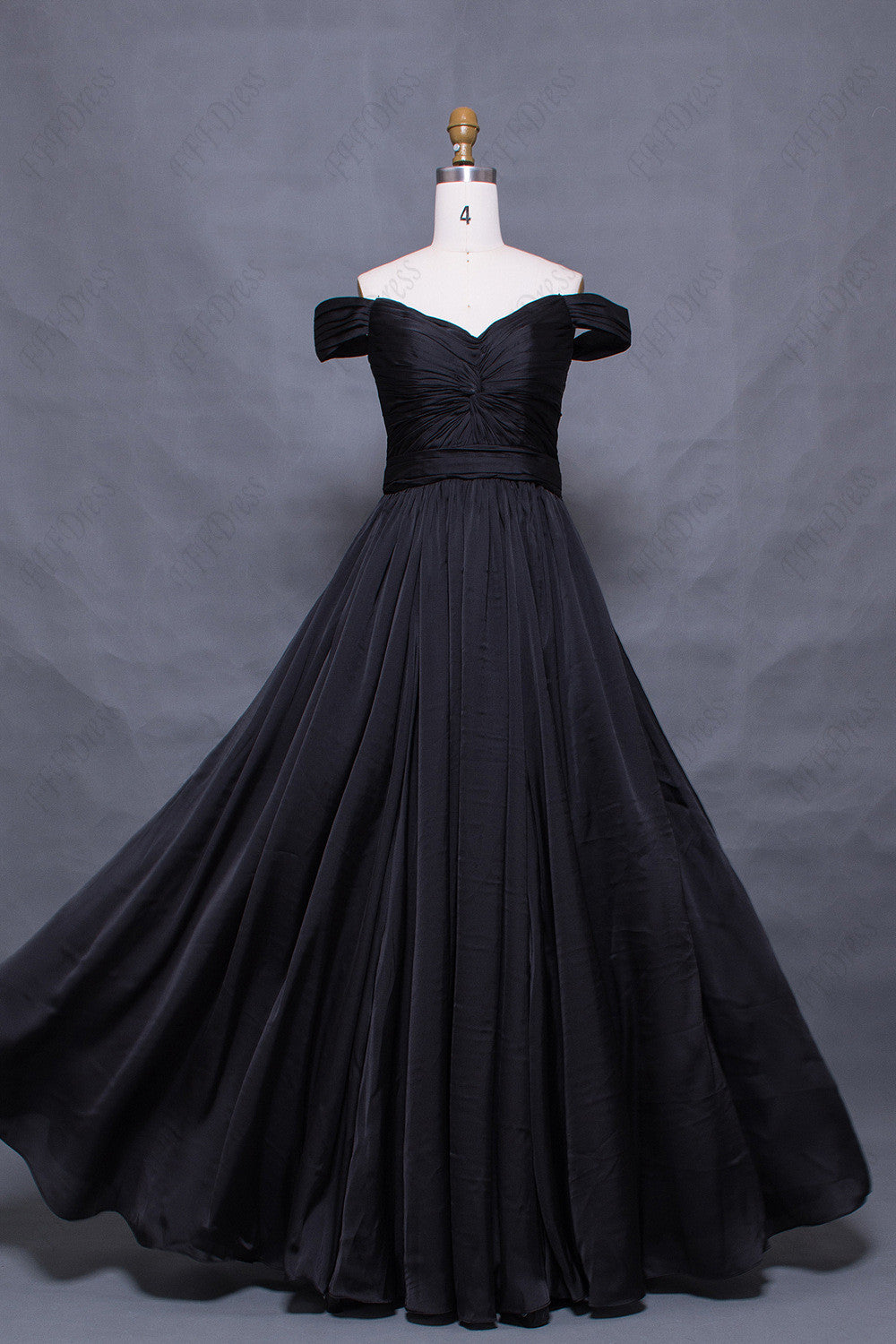 Vintage off the shoulder black prom dresses long