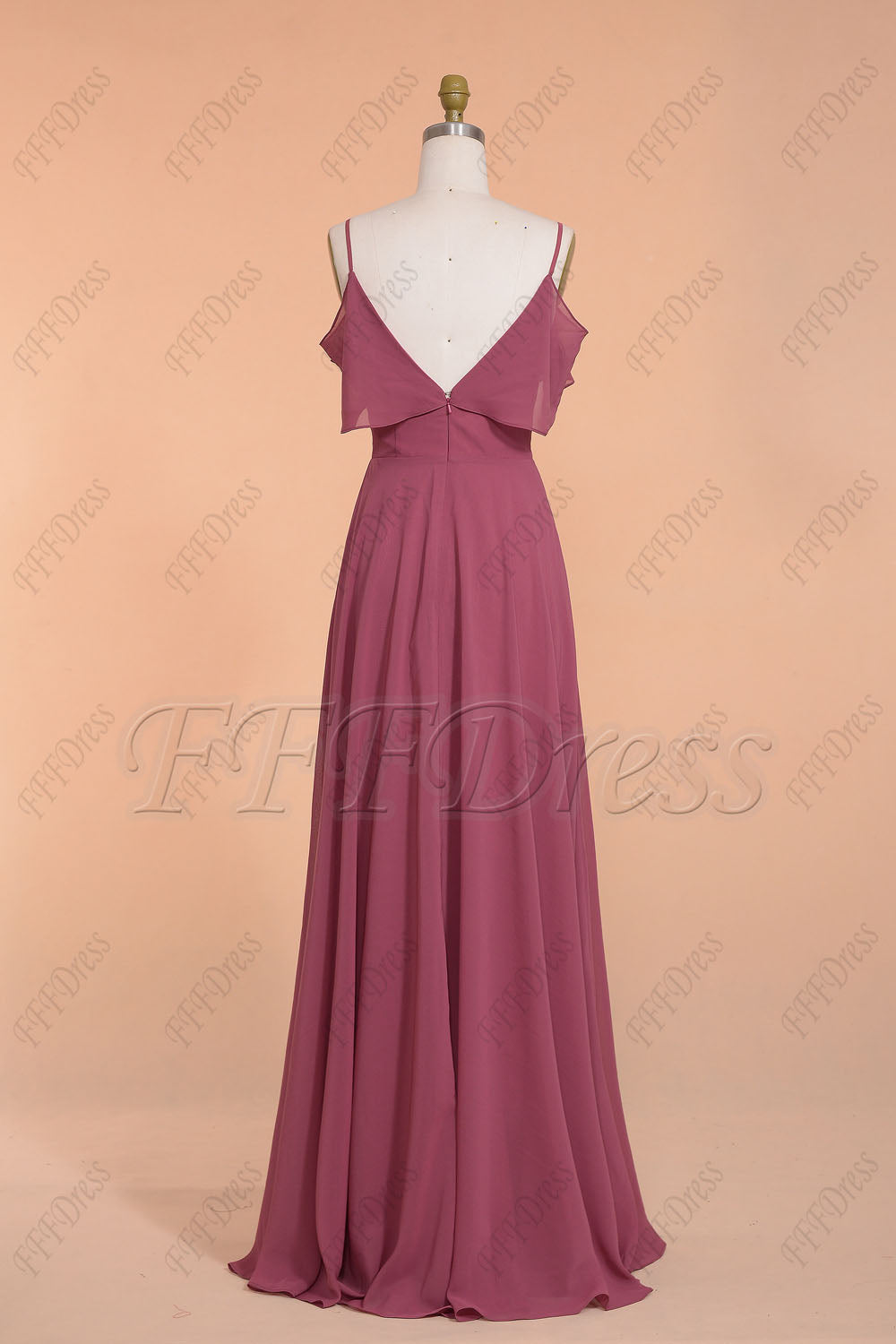 Boho maroon color bridesmaid dresses spaghetti straps
