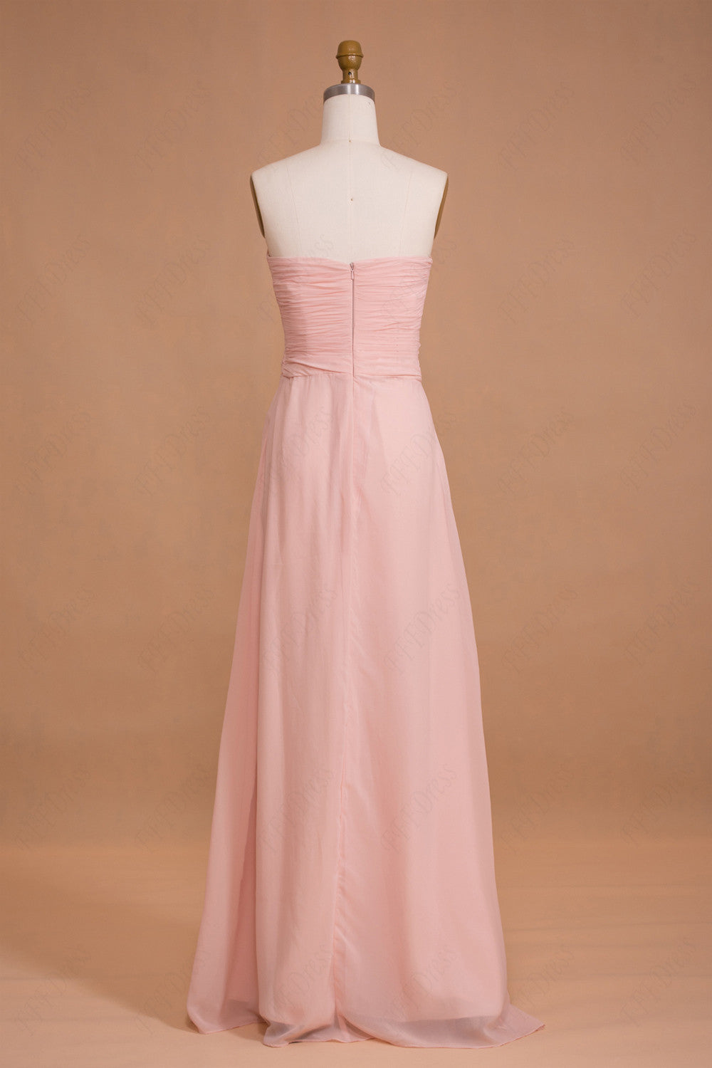 Light pink long bridesmaid dresses