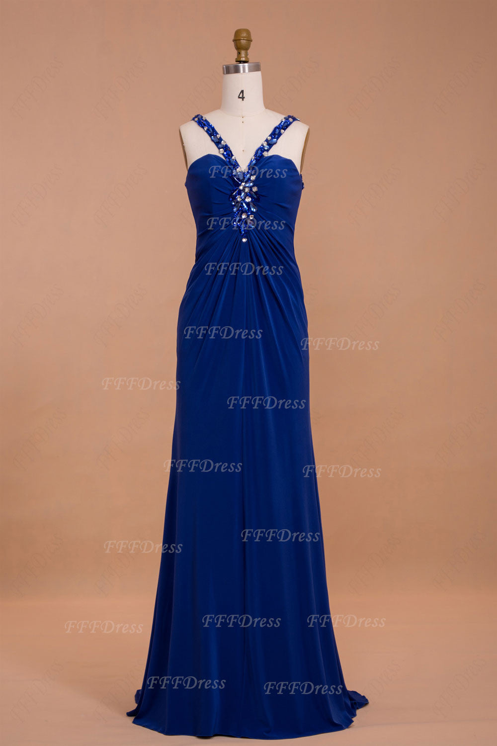 Royal Blue Mermaid Backless Prom Dresses