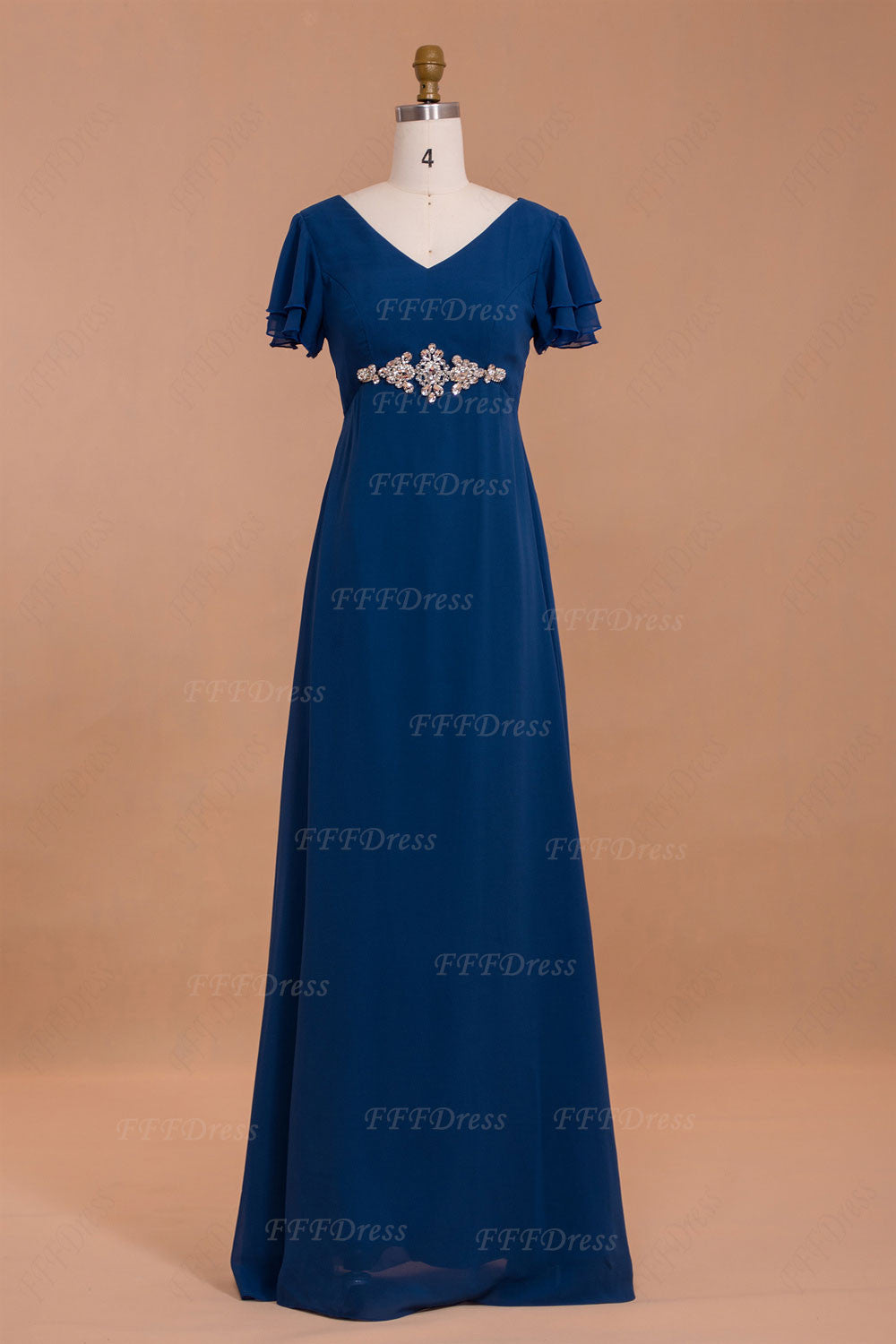 Modest blue mother of the bride dresses with sleeves