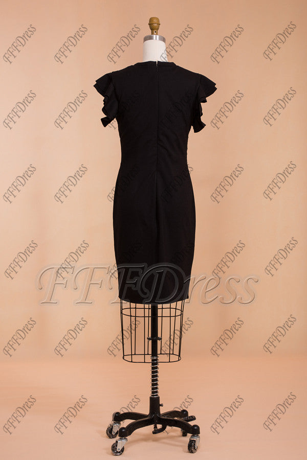 Modest Black Homecoming Dresses Cap Sleeves Little Black Dresses