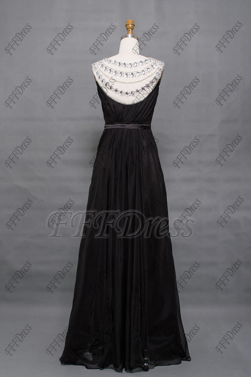 Crystal black prom dresses long