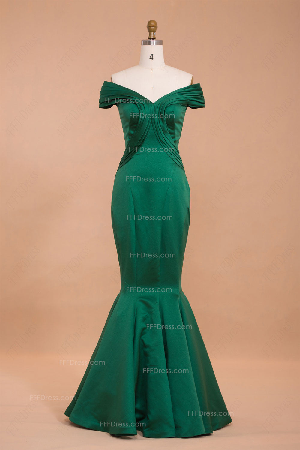 Mermaid emerald green off the shoulder prom dresses long