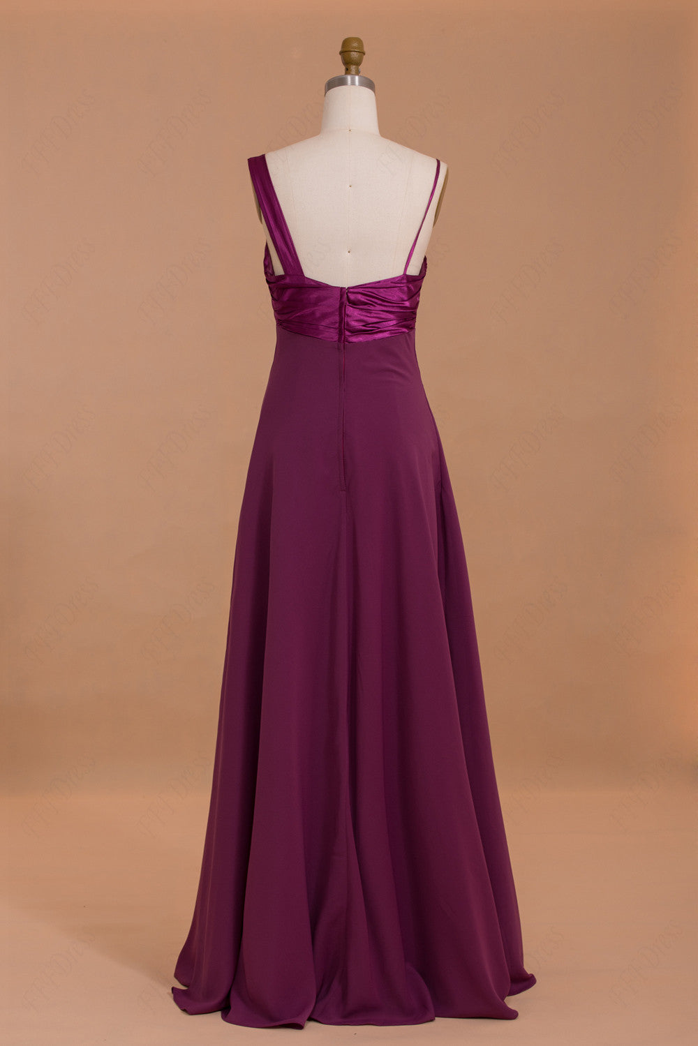 Magenta long bridesmaid dresses with straps