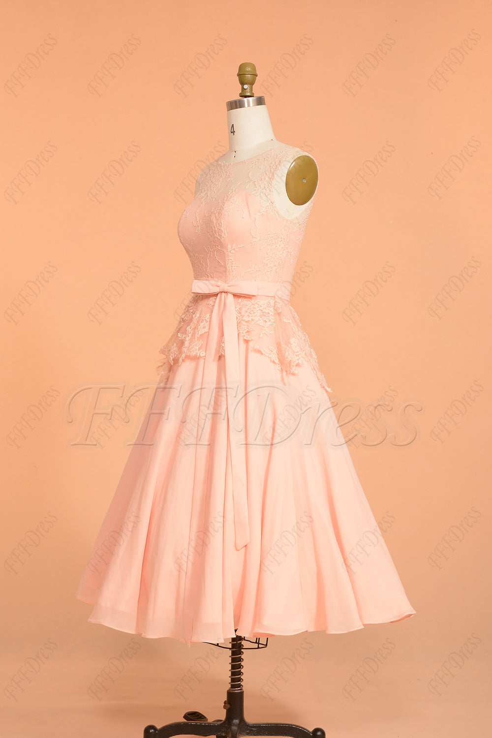 Peachy pink Cocktail Homecoming Dress Tea length