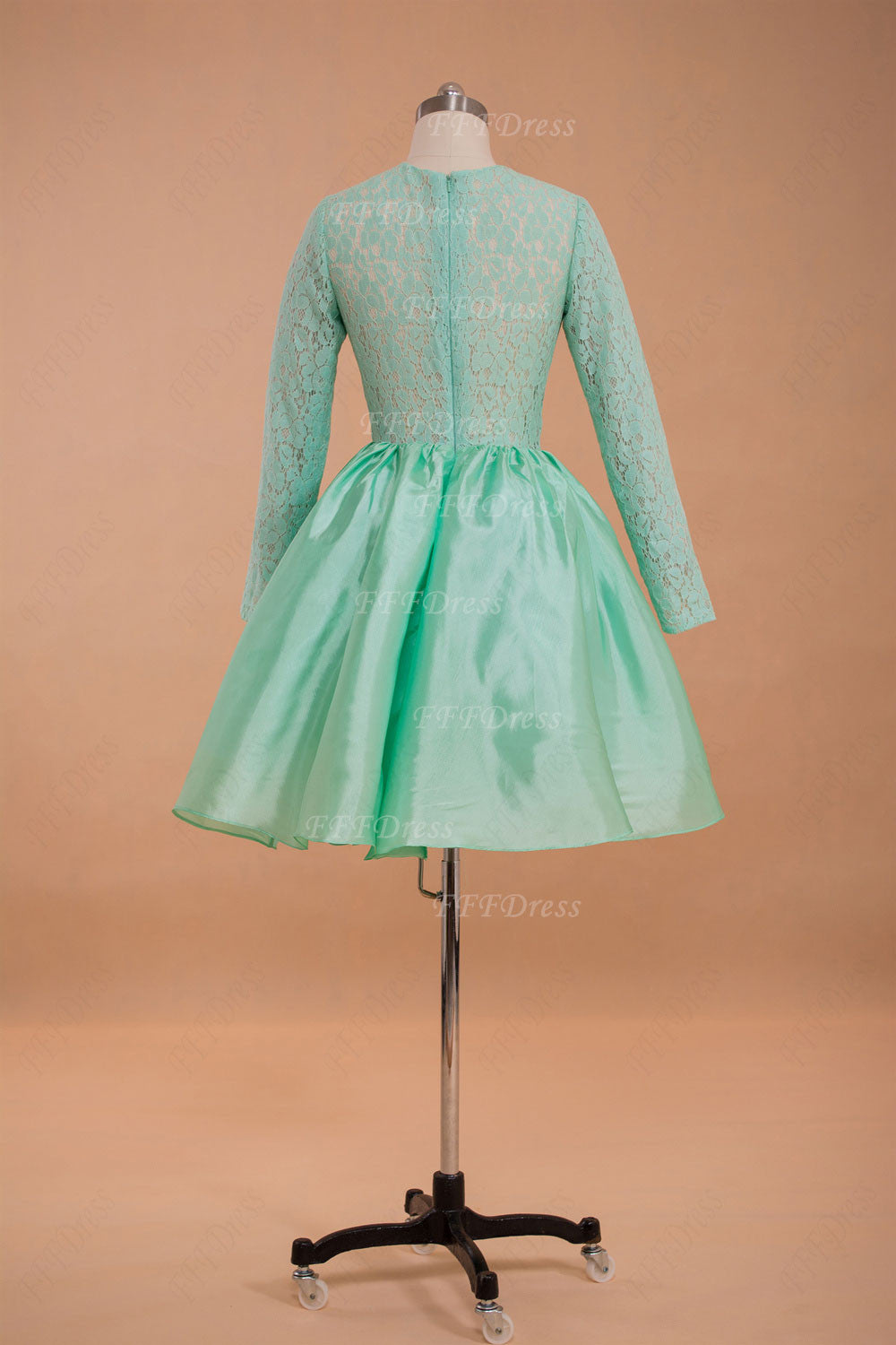 Modest mint green short prom dress long sleeves homecoming dresses