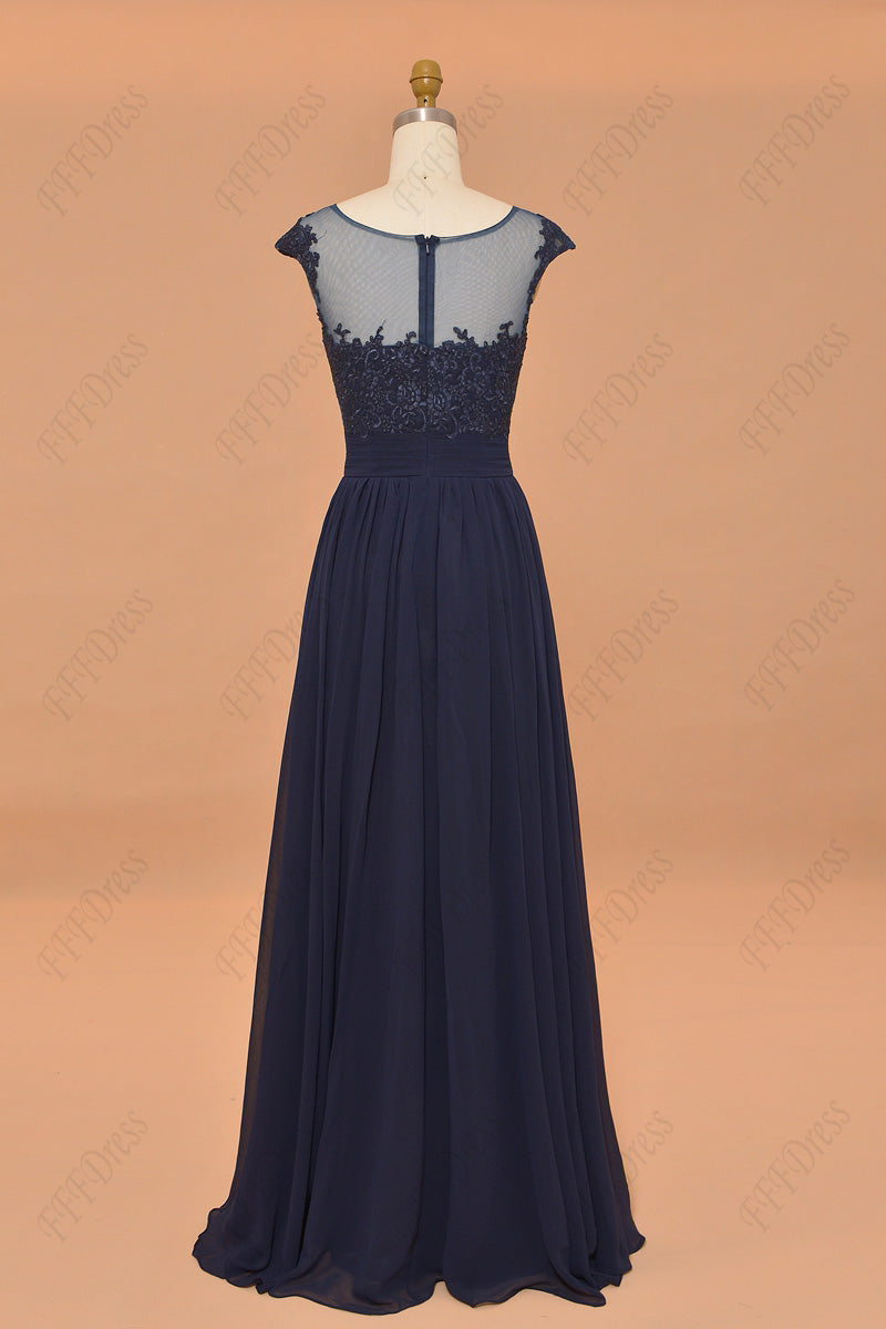 Navy blue modest bridesmaid dresses long