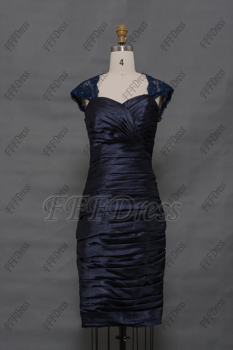 Navy blue mother of the bride dress knee length