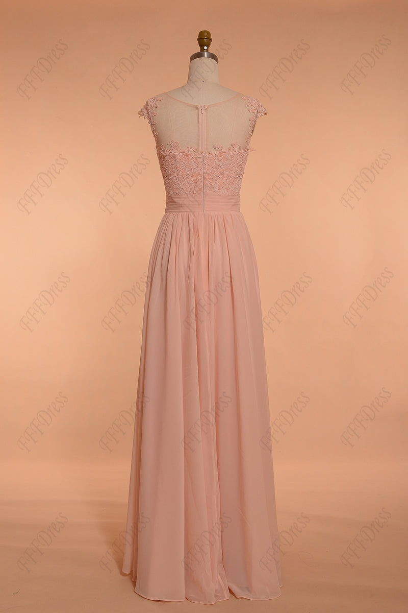 Peach Modest Bridesmaid Dresses Long Elegant
