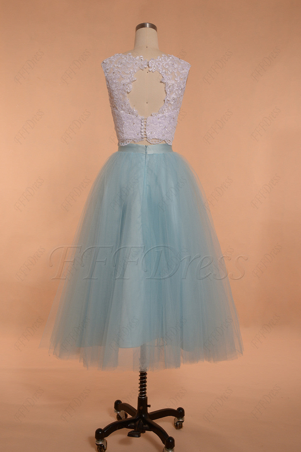 Light blue two piece homecoming dresses