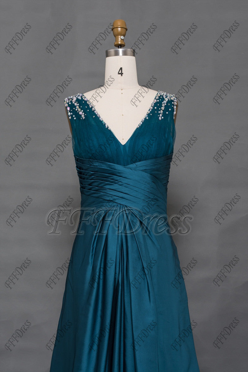 Teal evening dresses long formal gowns
