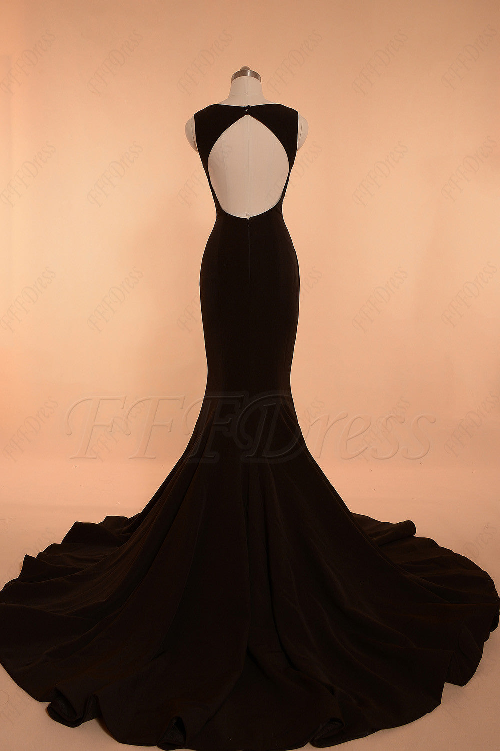 Black backless mermaid prom dress with slit