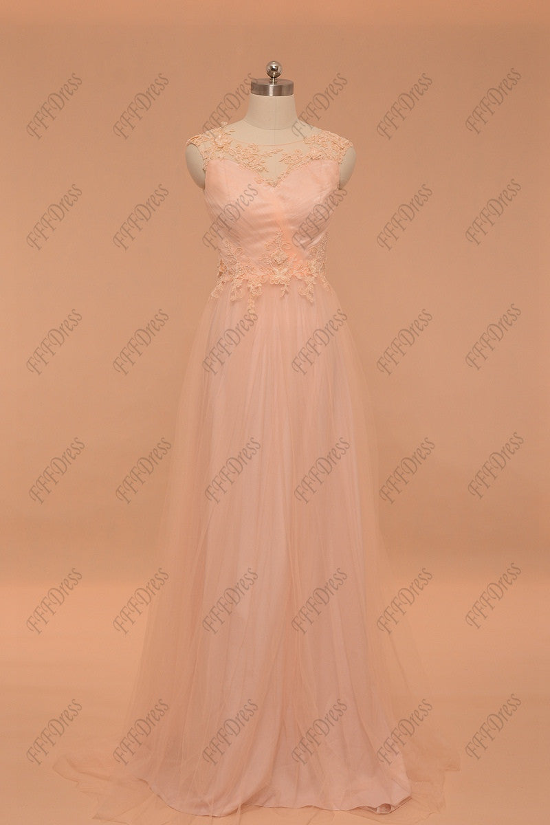 Peach color bridesmaid dresses formal dresses cap sleeve