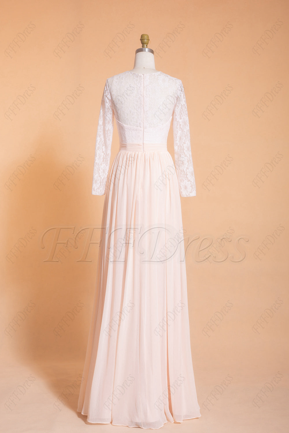 Blush Modest Bridesmaid Dresses Long Sleeves