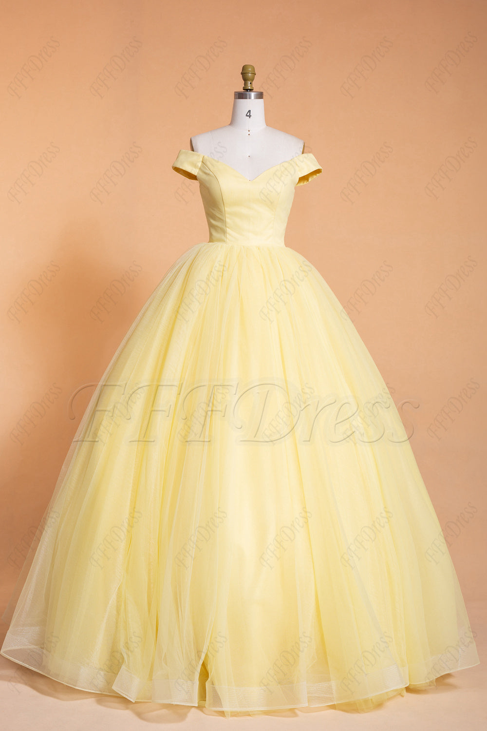 Off the shoulder yellow vintage ball gown prom dresses long