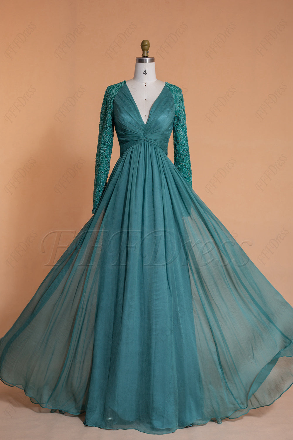 Sea glass green modest bridesmaid dresses long sleeves