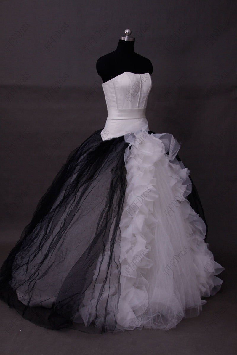 Black and white ball gown wedding dresses
