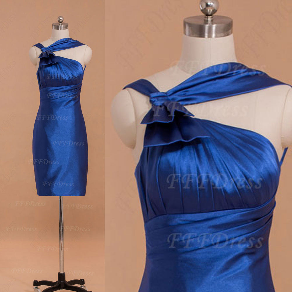 Royal blue Sheath homeoming dresses with bow