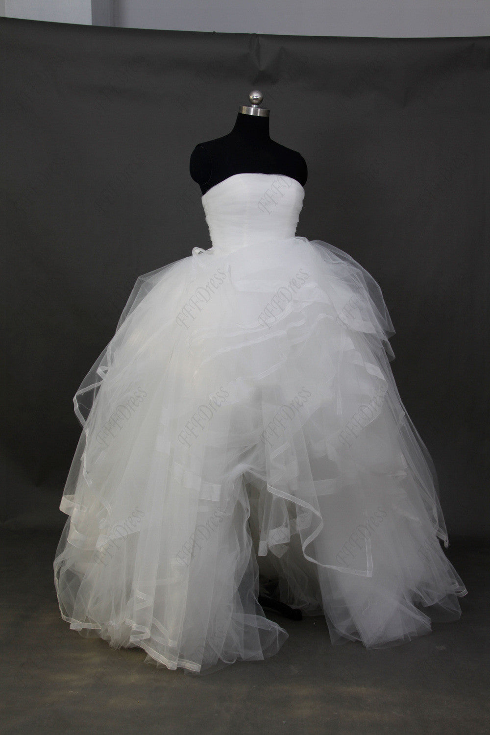 Strapless ball gown high low wedding dresses