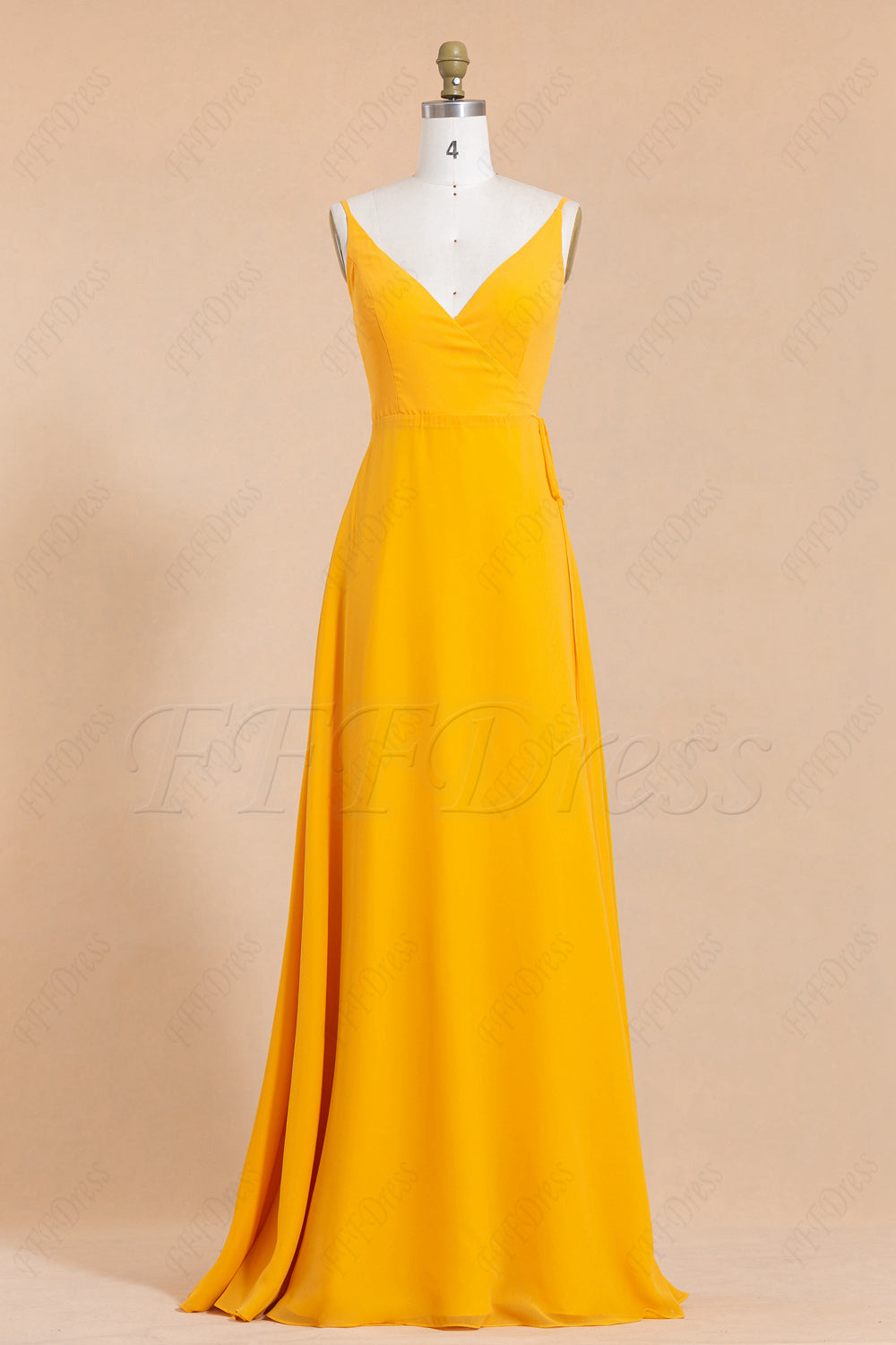 Marigold summer bridesmaid dresses spaghetti straps wrap dresses