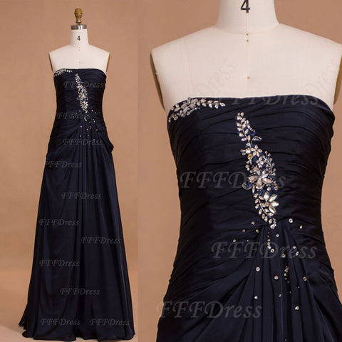 Midnight blue long bridesmaid dresses maid of honor dresses