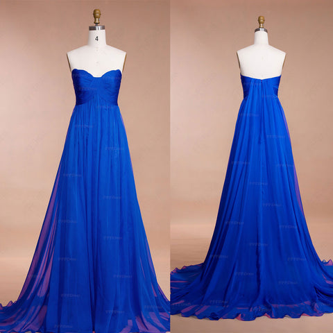 Royal Blue long prom dresses Empire Waist Maternity Bridesmaid Dresses