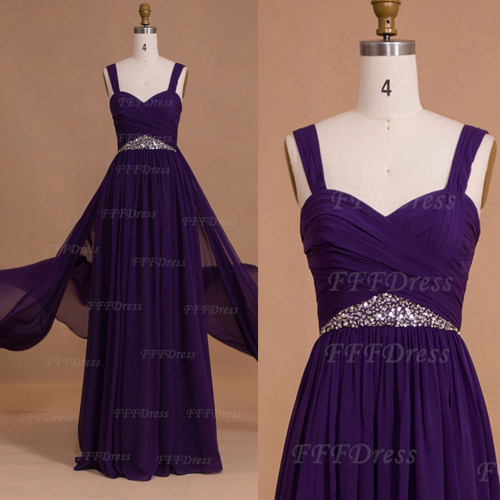 Purple long bridesmaid dresses Maid of honor dresses