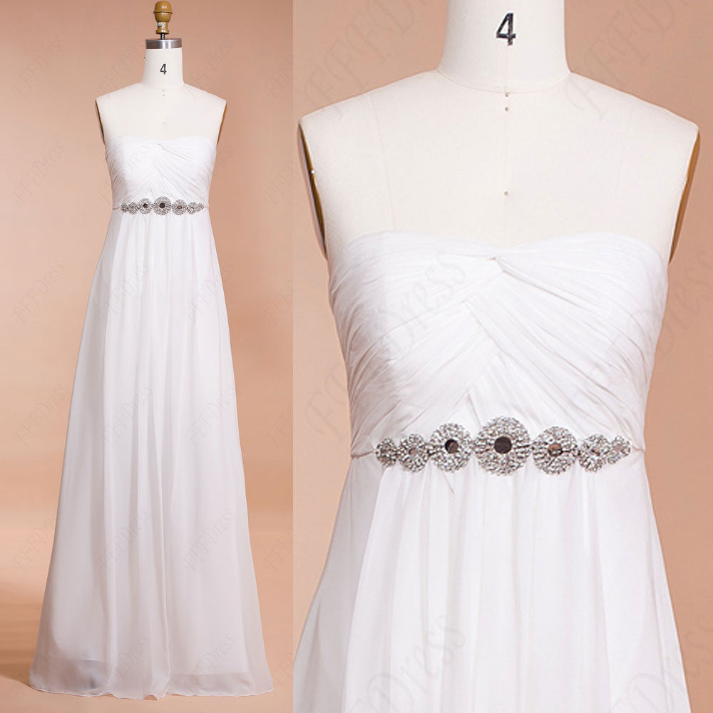Chiffron Beach Wedding Dresses with Crystals Destination Wedding Dresses