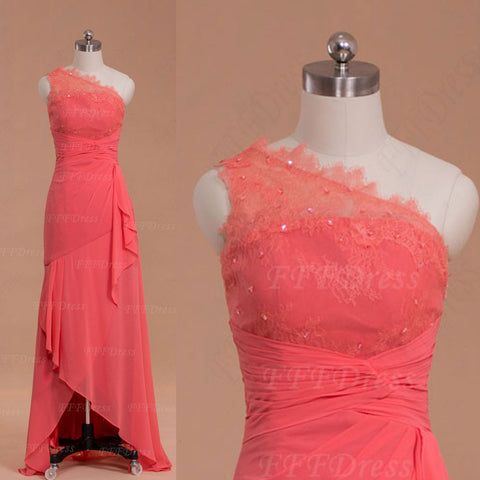 High Low Coral Bridesmaid Dresses