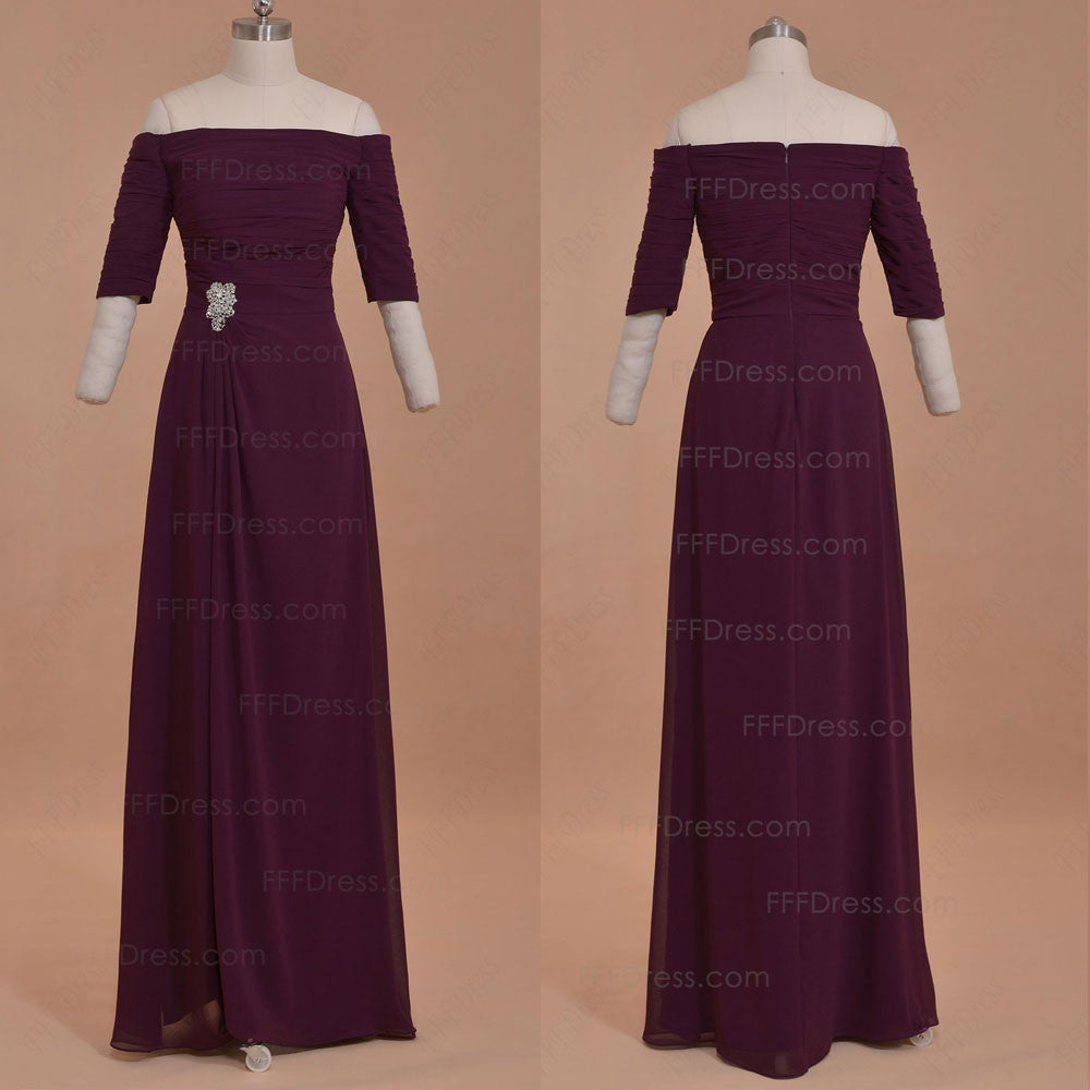 Plum mother of the bride dresses with sleeves