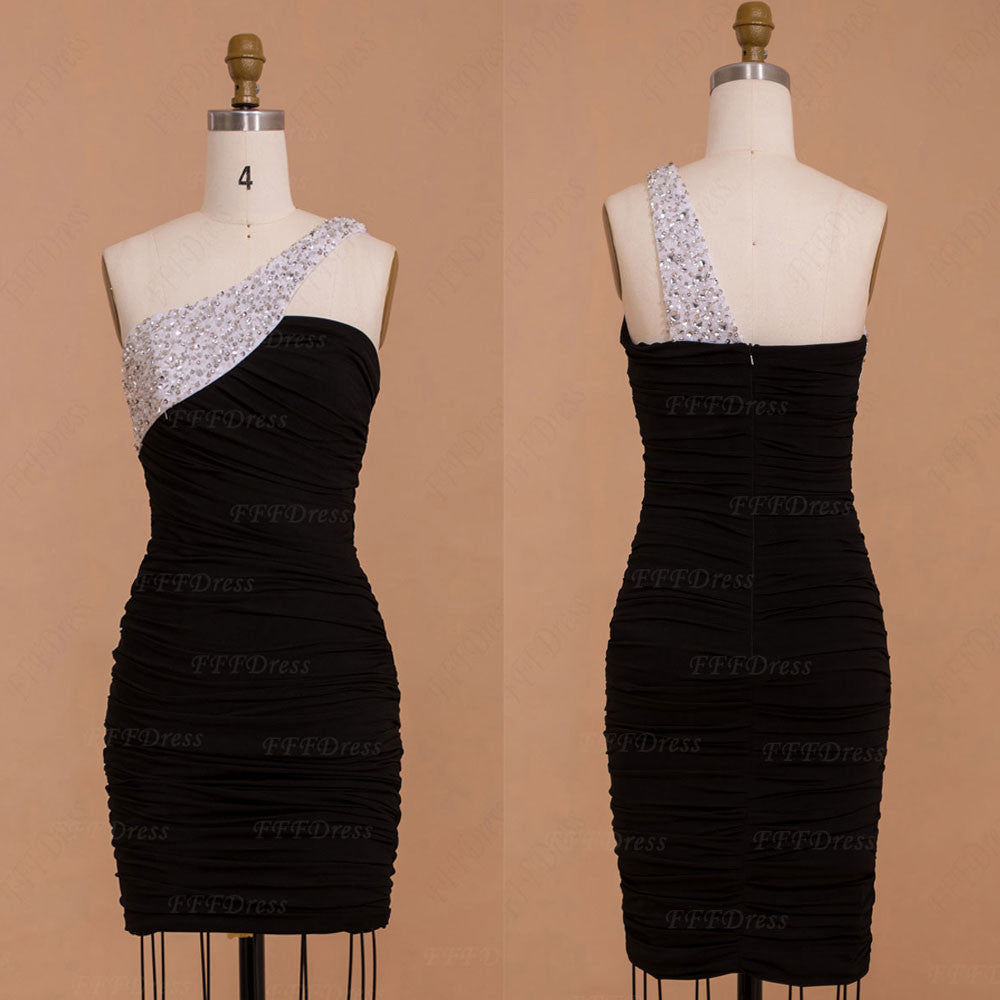 Crystals black and white homecoming dresses short prom dresses
