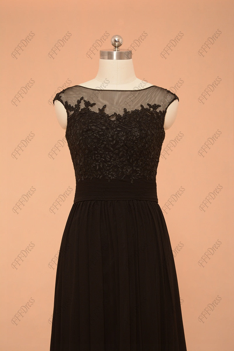 Black lace evening dresses plus size formal dresses cap sleeve