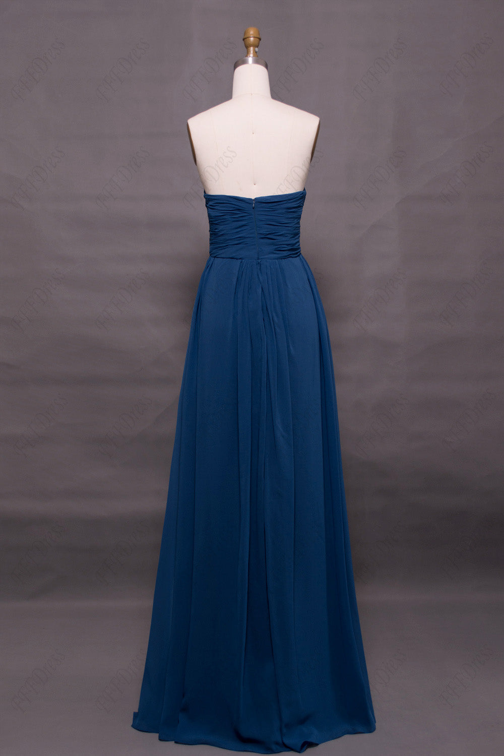 Sweetheart indigo blue bridesmaid dresses long