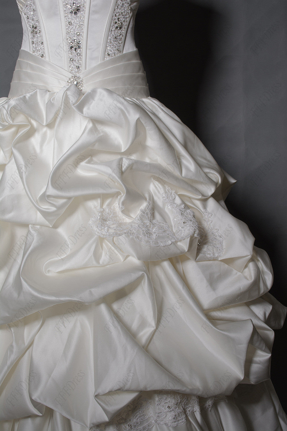 Beaded ballgown caught-up wedding dresses