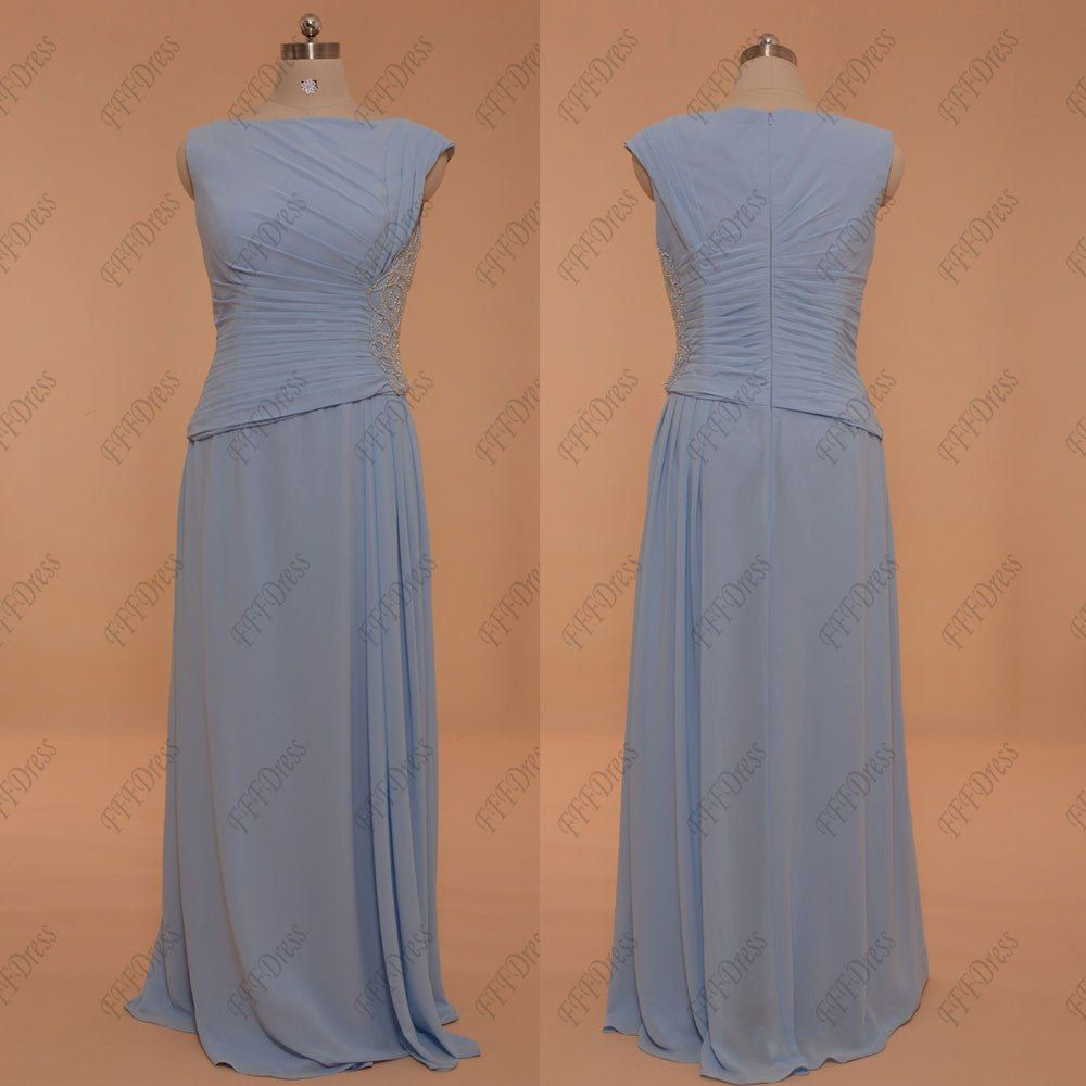 Ice blue modest bridesmaid dresses