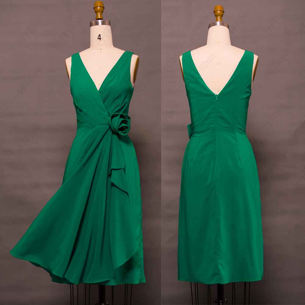 Emerald green short bridesmaid dress knee length – FFFDress