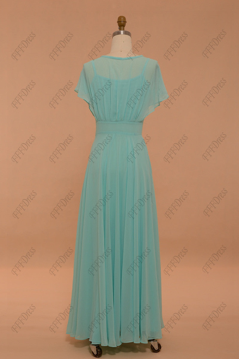 Light blue chiffon maxi dresses formal dresses