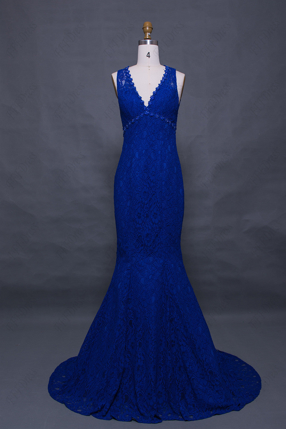 Mermaid Royal blue prom dresses open back