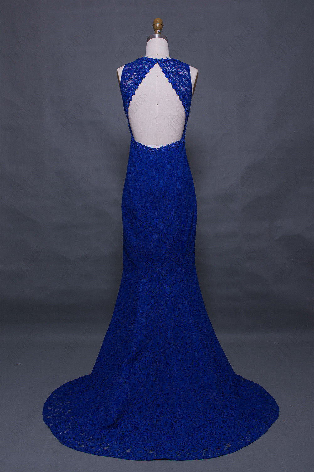 Mermaid Royal blue prom dresses open back
