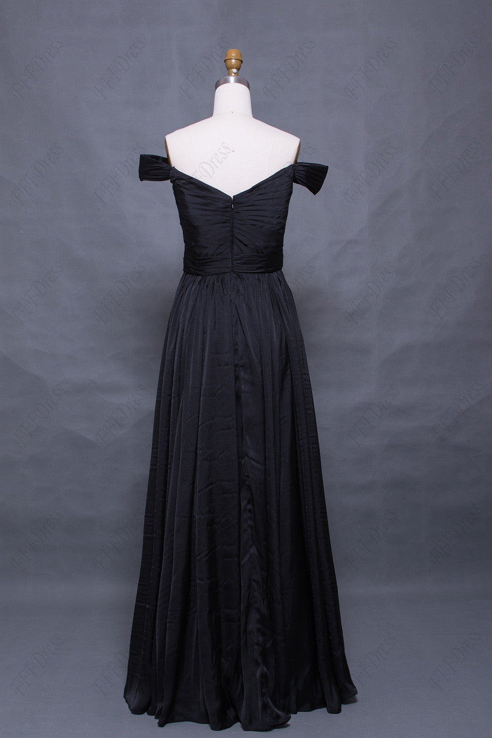 Vintage off the shoulder black prom dresses long