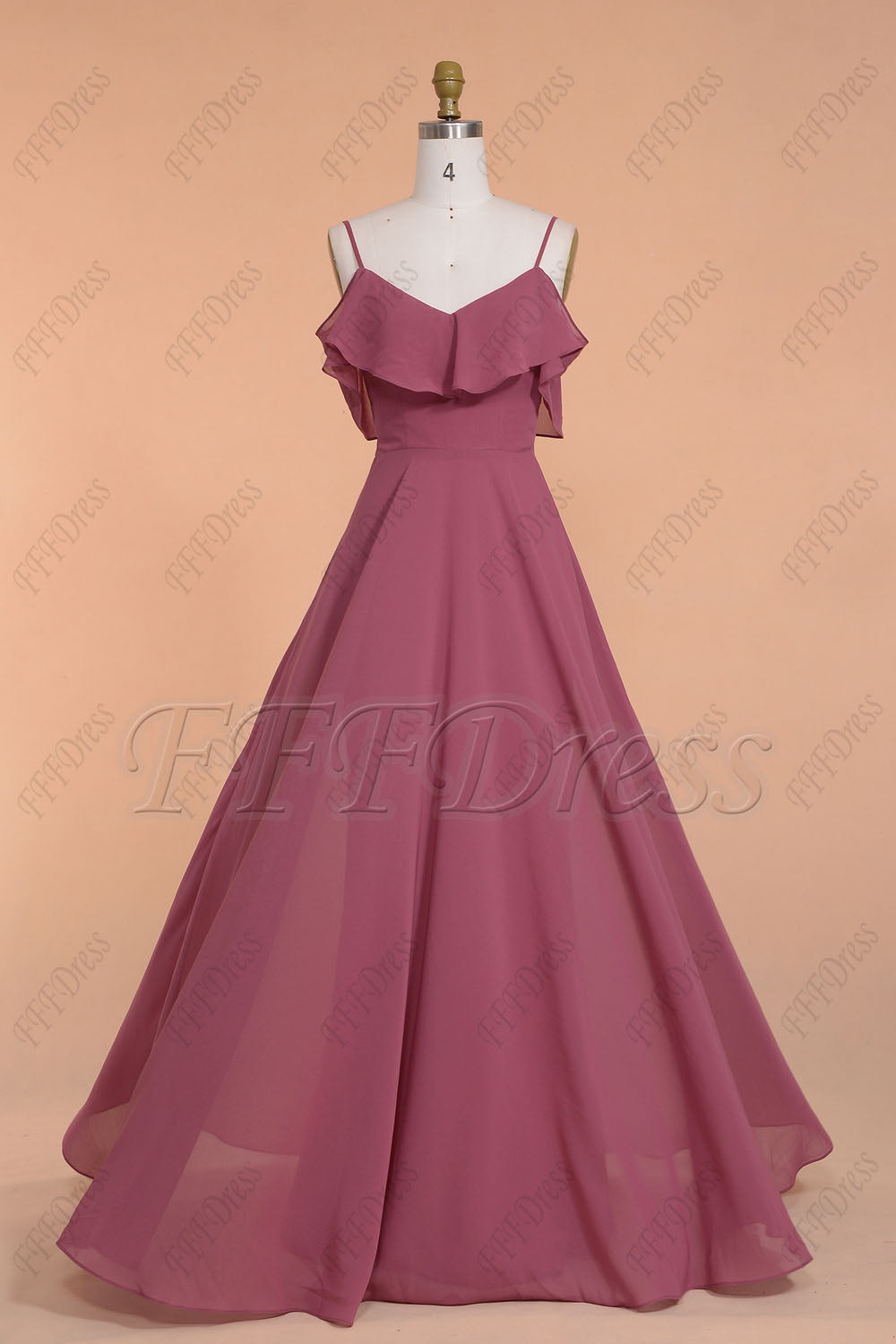 Boho maroon color bridesmaid dresses spaghetti straps