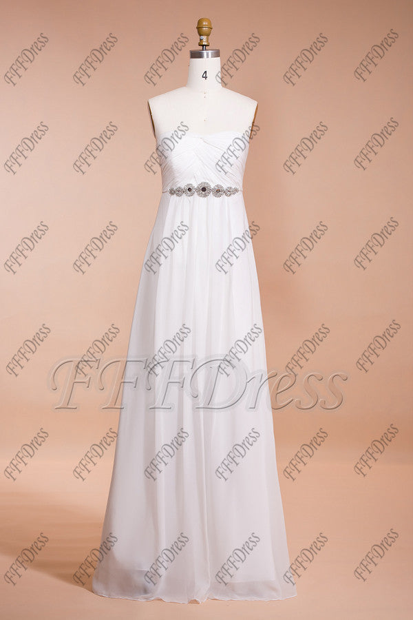Chiffron Beach Wedding Dresses with Crystals Destination Wedding Dresses