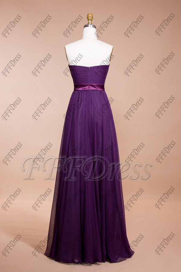 Purple bridesmaid dresses long sweetheart chiffon prom dresses