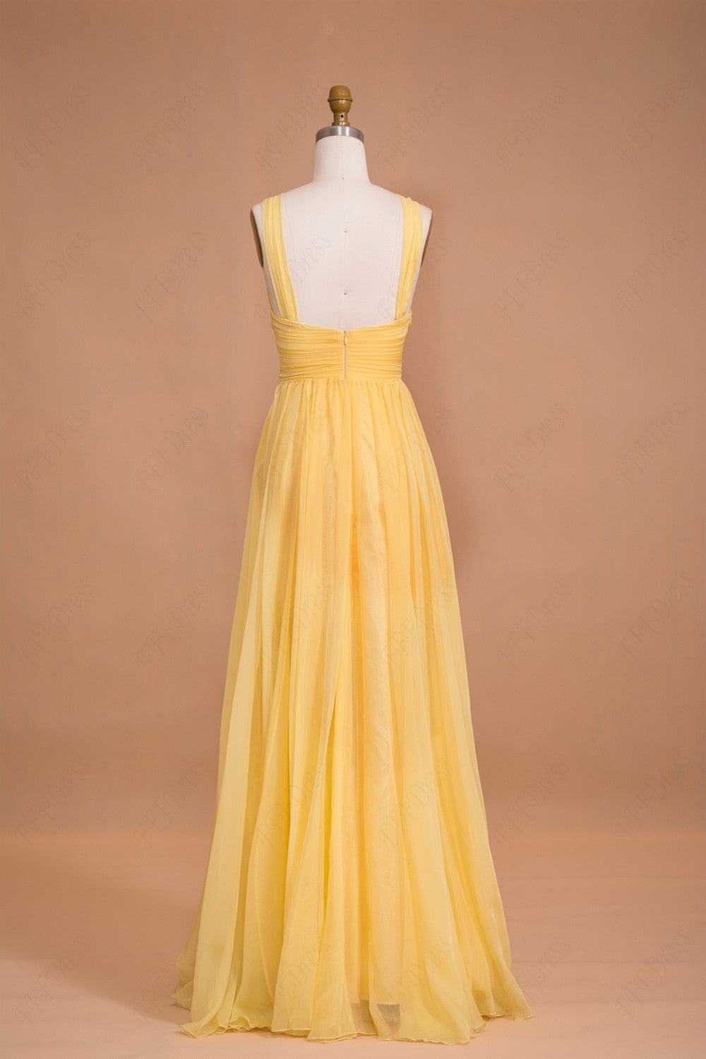 Yellow Long Chiffon Prom Dresses Bridesmaid Dresses